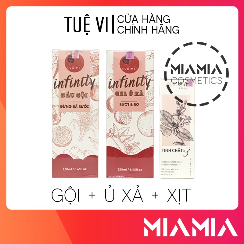 Combo Xịt Tinh Chất Sả Bưởi Tuệ Vi Infinity + Dầu Gội Gừng Sả + Dầu Xả Bưởi Bơ Chính Hãng