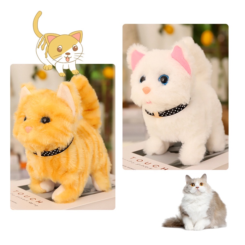 Đồ chơi chó bông, chú mèo con chạy pin biết đi, biết kêu, vẫy đuôi xinh