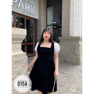 BIGSIZE Đầm nhung tay phối D15A