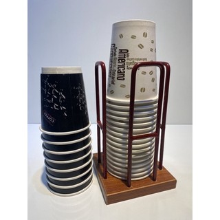  giá để cốc uống nước 1 lần,giá để cốc trà sữa  7-8-9-9,5cm  giá sắt màu đen. đế gỗ ngẫu nhiên 