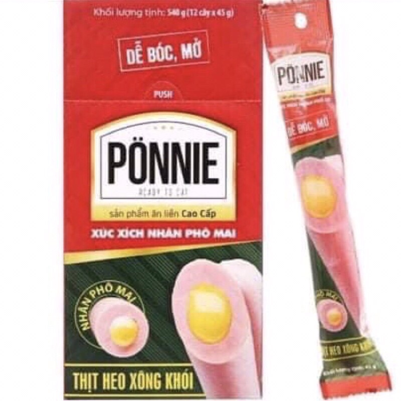Hộp 12 Cây Xúc Xích Ponnie Nhân Phô Mai Heo Xông Khói | Cá Tuyết