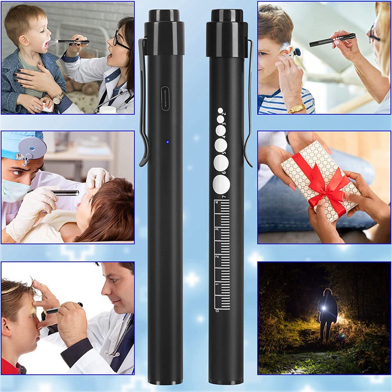 Pen Light Rechargeable Pen Light with Pupil Gauge LED Penlights for Nurses Nursing Student