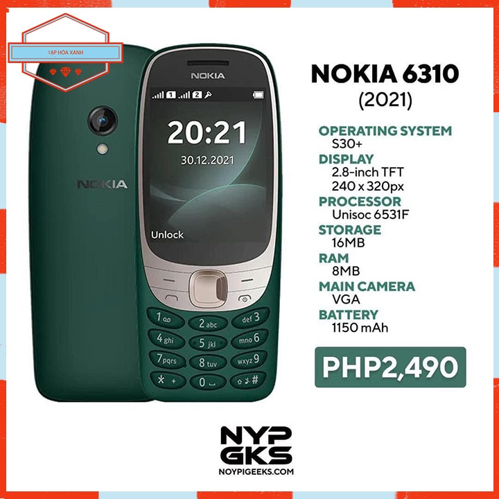 Điện Thoại Cổ Pin Trâu NOKIA 6310 Chính Hãng Bàn Phím Số Cho Người Già FULL BOX