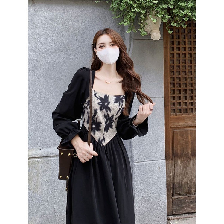 COZOK Đầm Tay Dài Phối Bèo Thiết Kế Ôm Sát Tôn Dáng