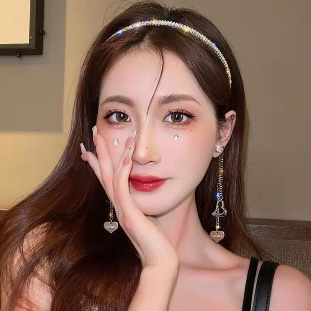 Băng Đô Cài Tóc Phối Dây Xích Thời Trang Sang Trọng Cho Nữ|Băng Đô Cài Tóc Hình Trái Tim Ngọt Ngào