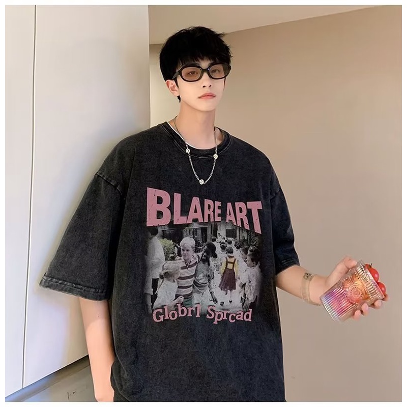 Áo Thun Tay Ngắn Cổ Tròn Dáng Rộng Thời Trang Mùa Hè 2023 Cho Nam