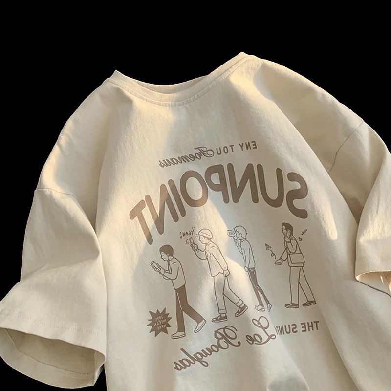 Áo thun SUXI tay ngắn cổ tròn dáng suông in họa tiết thời trang mùa hè