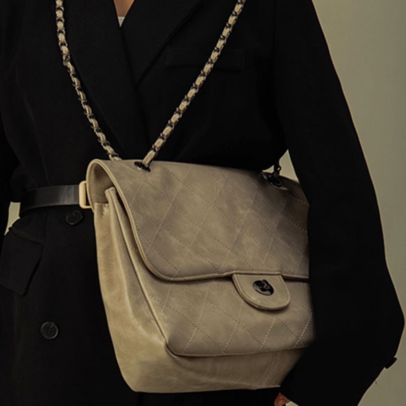 Túi đeo vai IELGY sức chứa lớn họa tiết sọc kim cương phong cách retro thời trang cho nữ