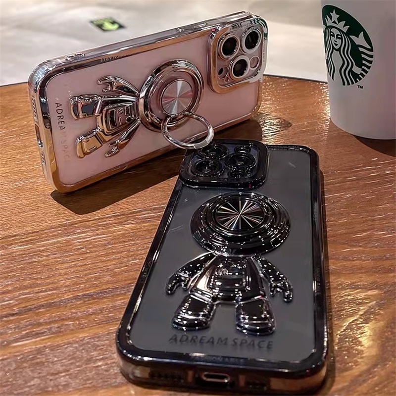 Ốp Điện Thoại Họa Tiết Phi Hành Gia Hoạt Hình Gắn Giá Đỡ Cho iPhone 14 13 12 11 Pro Max