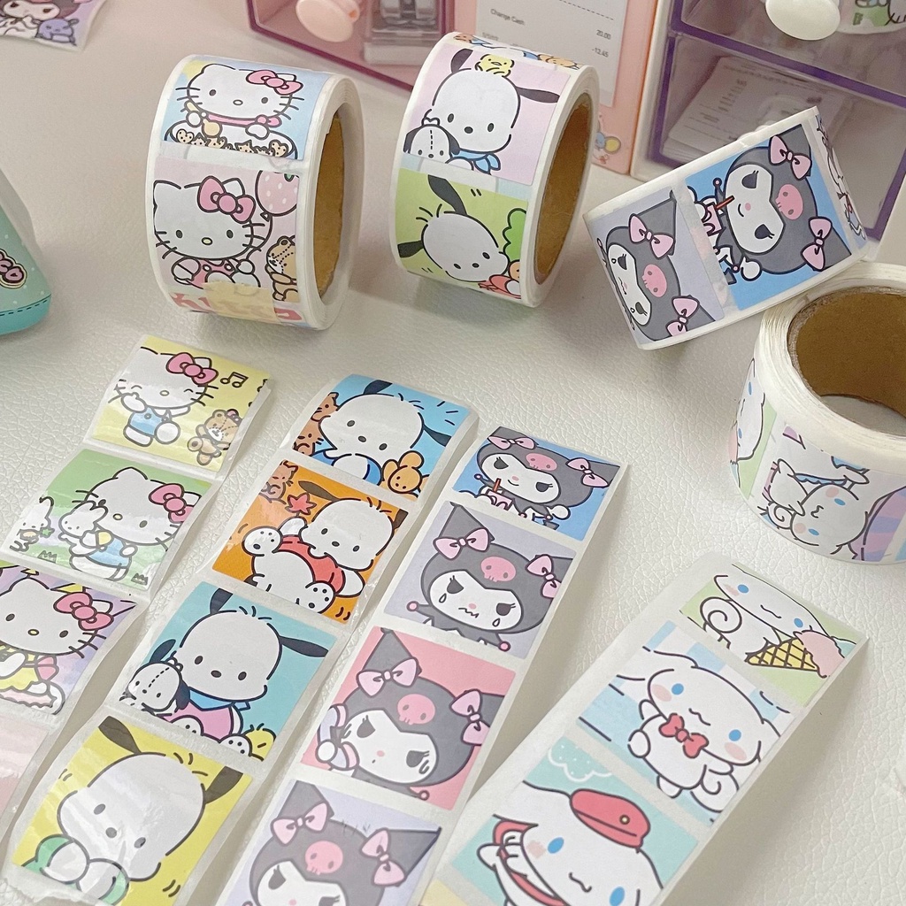 SANRIO Set 200 Sticker Hoạt Hình Cinnamoroll Kuromi Pochacco Dán Trang Trí
