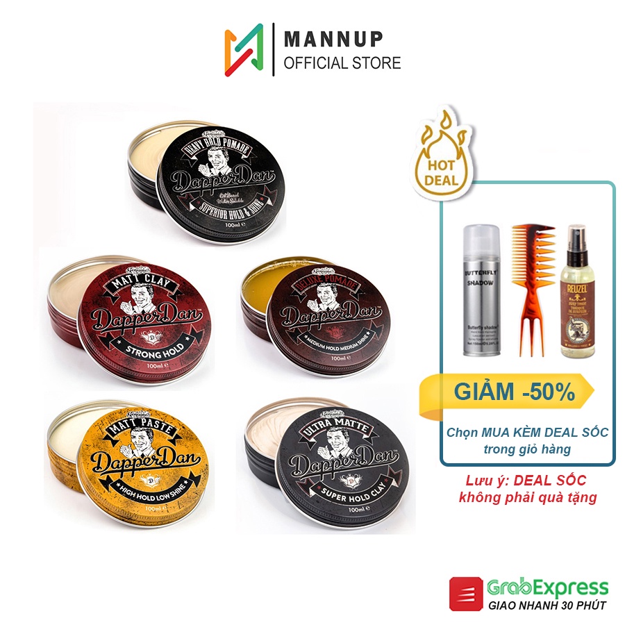 Sáp Vuốt Tóc Dapper Dan Matt Paste , Matt Clay , Deluxe Pomade ,Heavy Hold Pomade , Ultra Matte Pomade 100ml