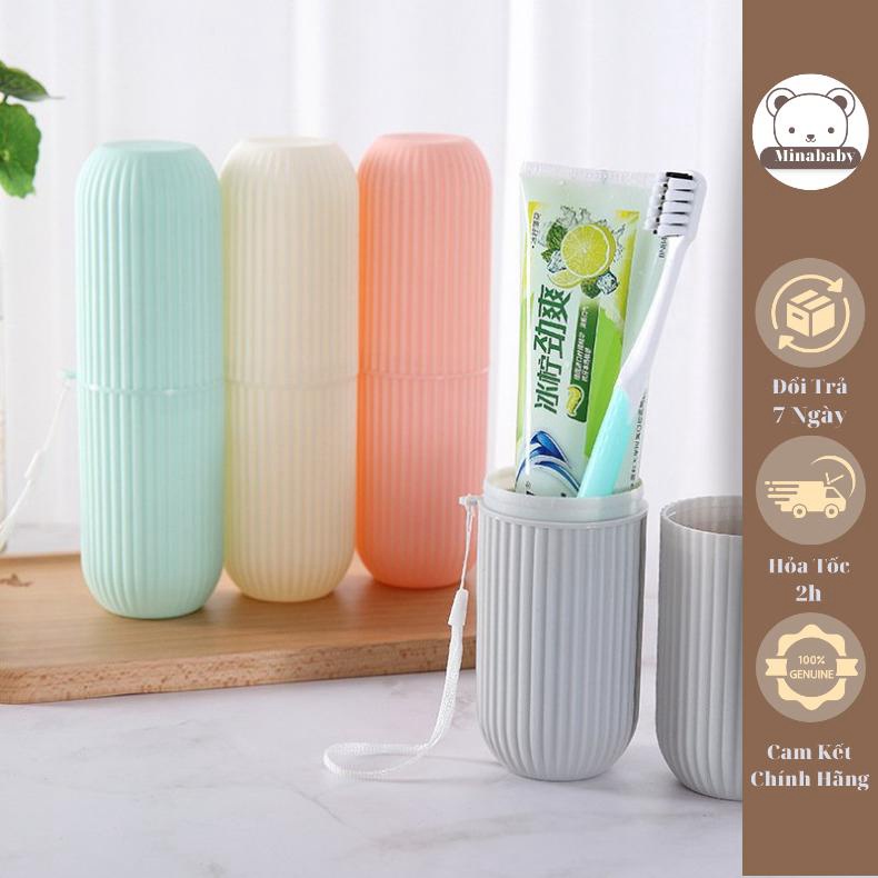 Hộp Đựng Bàn Chải Kem Đánh Răng Du Lịch Dạng Sọc Xinh Xắn Chất Liệu Nhựa PP Minababyvn