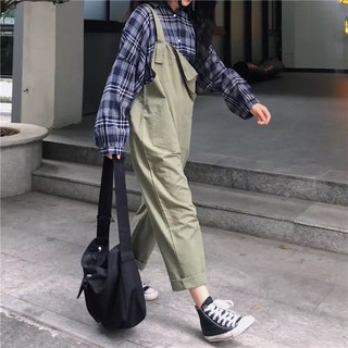 [ ORDER ] quần yếm khaki dài ulzzang / quần yếm ống rộng kaki xanh rêu và đen