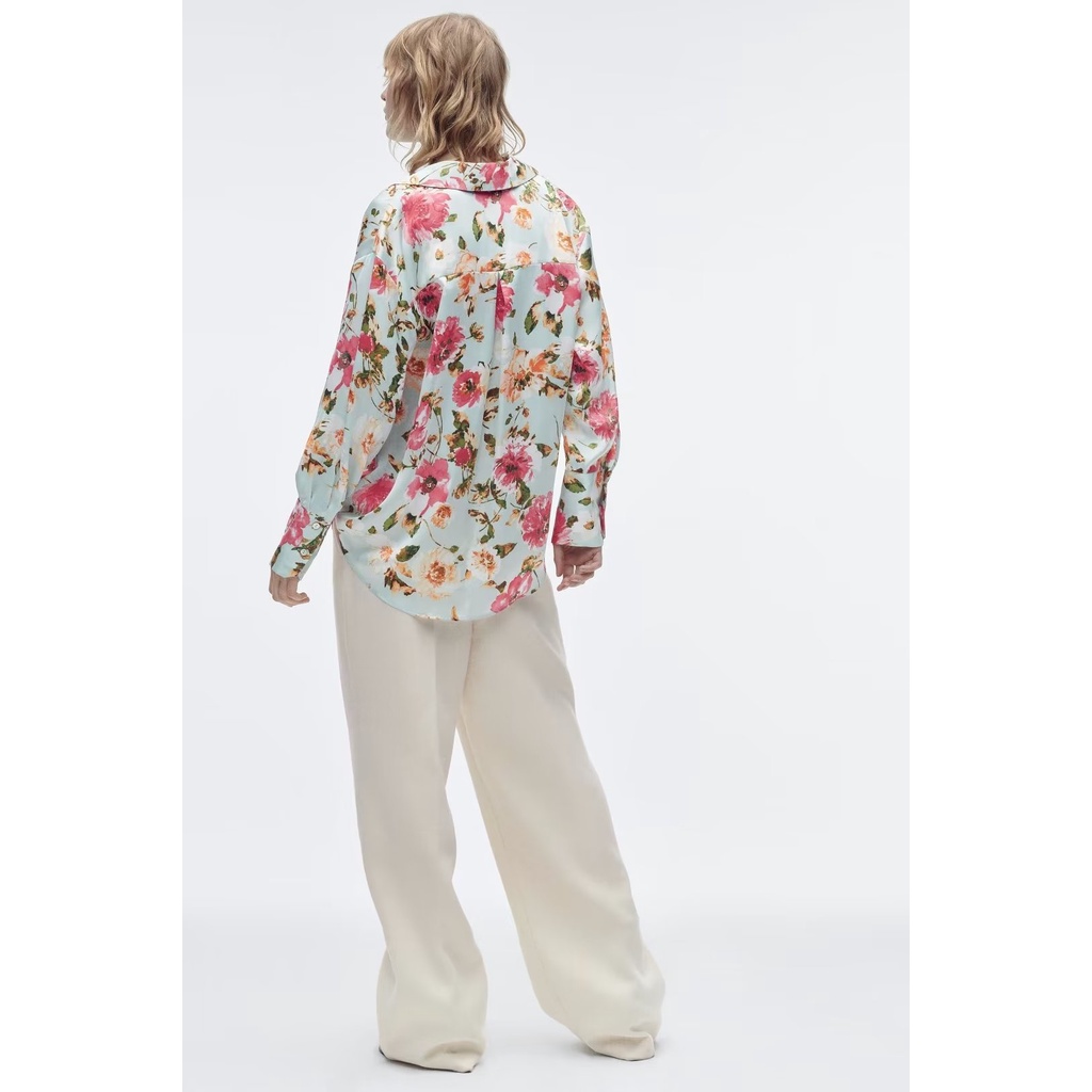 Áo Sơ Mi ZARA Vải satin In Hoa Thời Trang Mùa Xuân 7969235