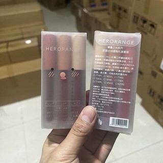 CÓ SẴN ♥HERORANGE FLUFFY LIP GLAZE♥ SET 3 son kem nhung lì mịn mềm môi
