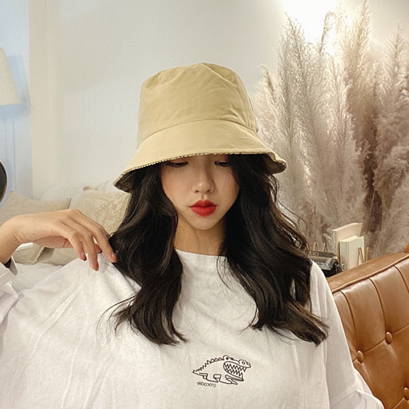 Retro double-sided fashion newspaper print round brim hat