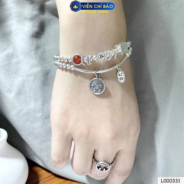 Vòng chuỗi bạc charm bạch mã đá đỏ chất liệu bạc Thái 925 thời trang phụ kiện trang sức nữ Viễn Chí Bảo L000331