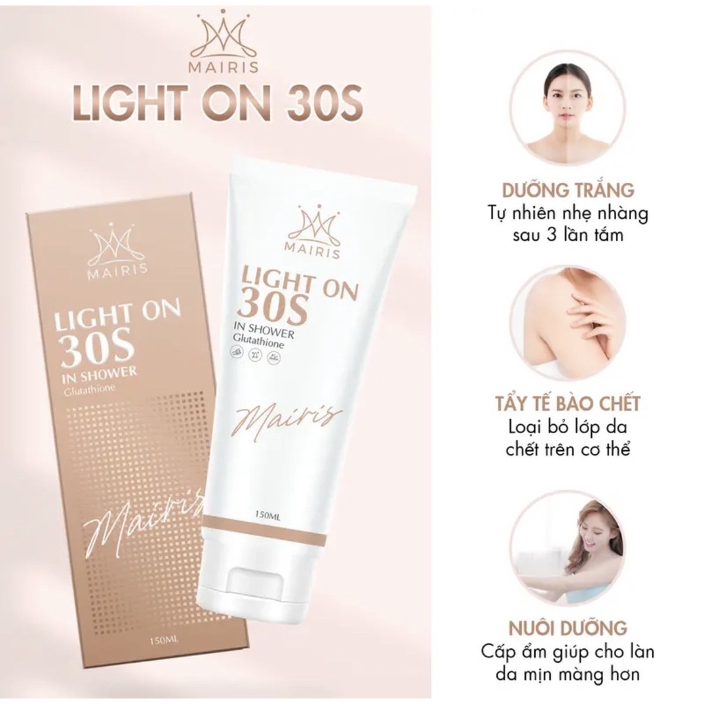 Tắm trắng 30s Mairis THANH MỘC HƯƠNG chính hãng tuýp 150ml làm trắng tẩy tế bào chết dưỡng da mịn màng