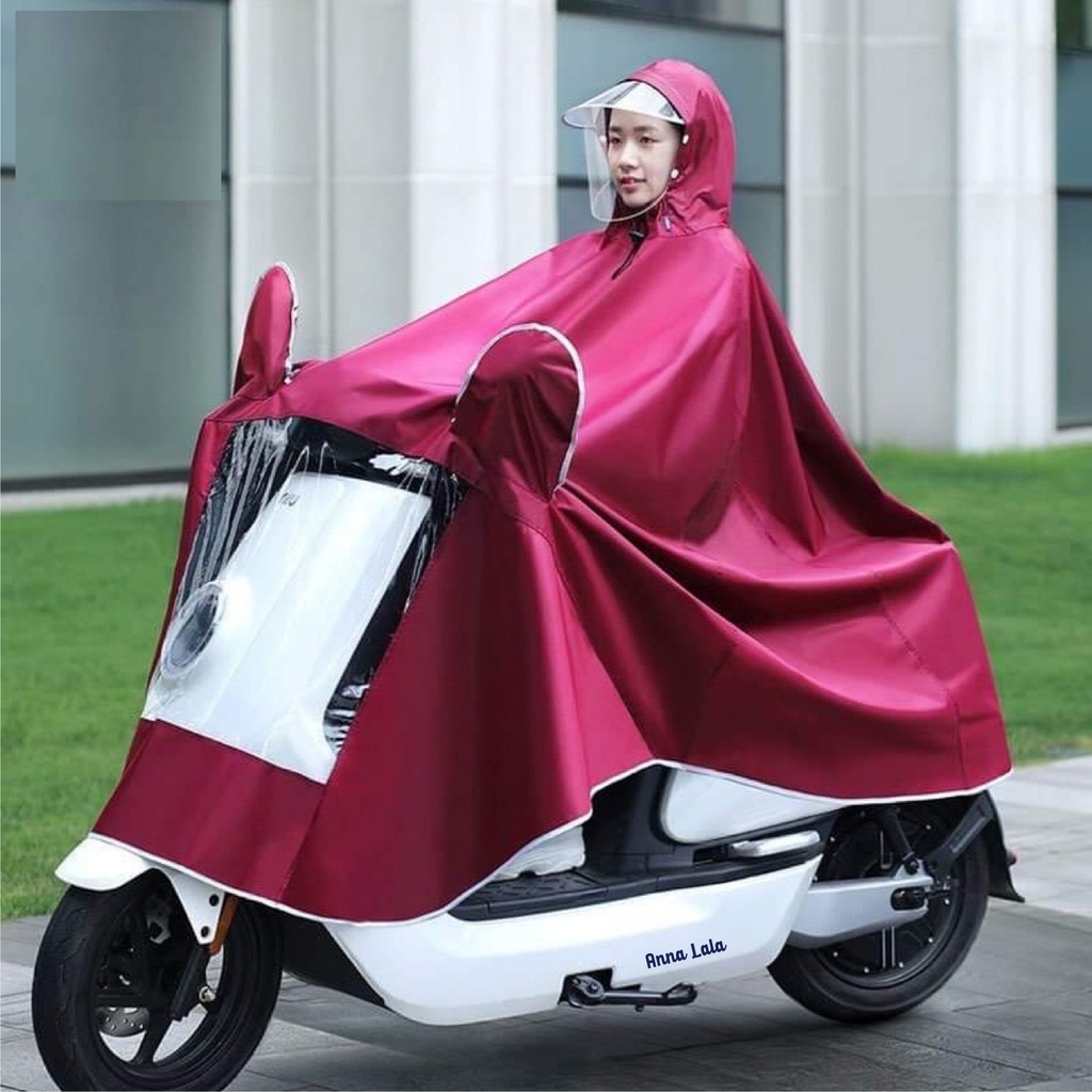 Áo Mưa Tai Thỏ 1 Đầu Người, size 1.5mx1.32m, kiểu cánh dơi, mặt trước có bóng kính trong suốt tiện dụng khi đi ban đêm