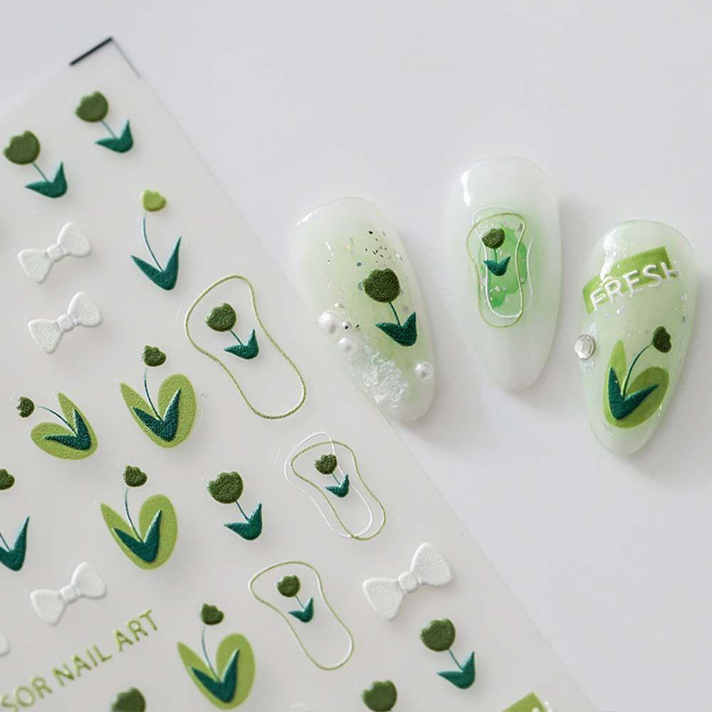 LOMBARD Sticker Dán Móng Tay Tự Dính Họa Tiết Hoa Lá Nhiều Màu Sắc Trang Trí Nghệ Thuật