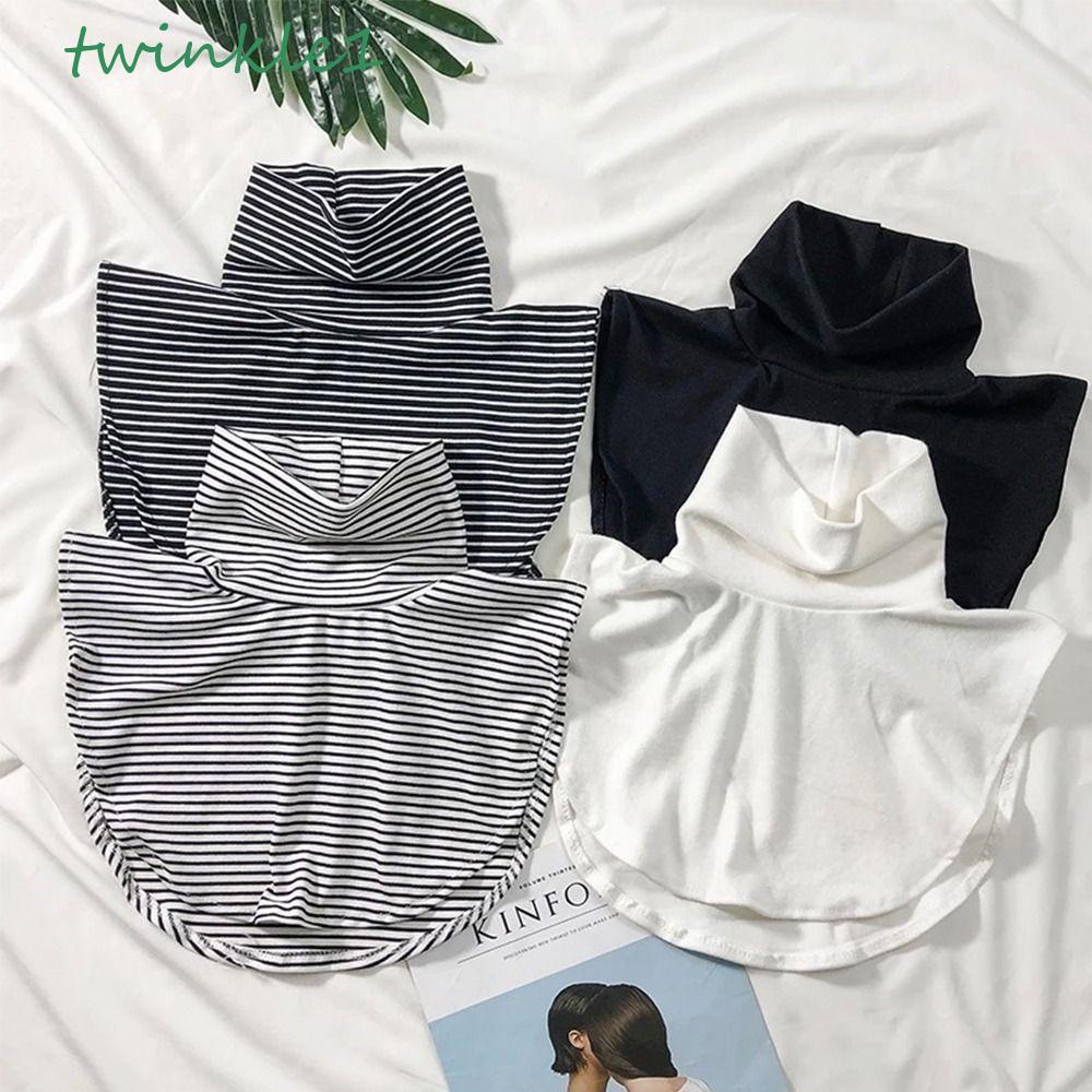 Cổ Áo Giả Dệt Kim Cổ Lọ Họa Tiết Kẻ Sọc Có Thể Tháo Rời Ấm Áp Cho Nữ