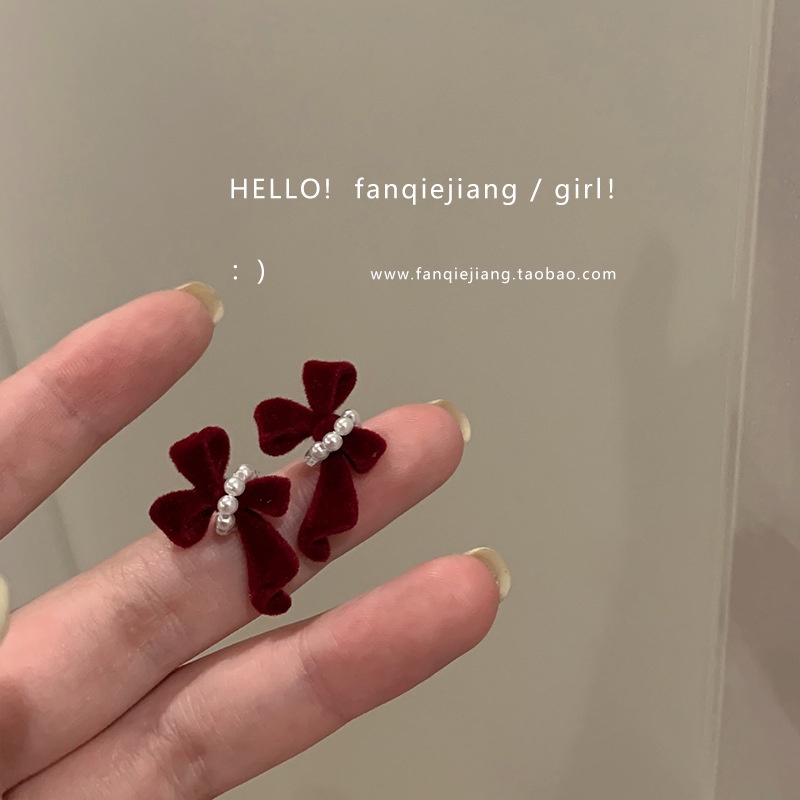 Bông Tai Mạ Bạc 925 Hình Nơ Đính Ngọc Trai Đơn Giản Dễ Phối Đồ