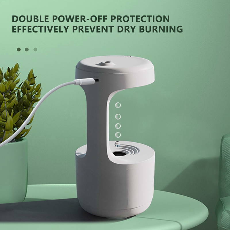 Máy Phun Sương Tạo Độ Ẩm 800ML Bằng Sóng Siêu Âm Chống Trọng Lực Hình Giọt Nước Có Màn Hình LED Hiển Thị Cho