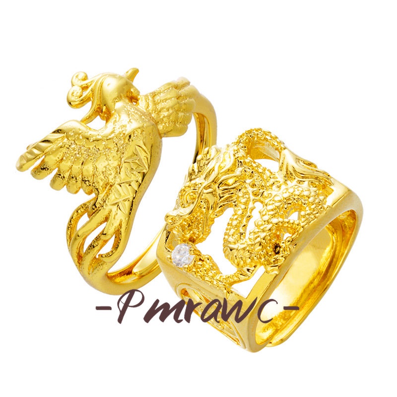 Dây Rút Pmrawc Chất Lượng Cao Chuyên Dùng | Nhẫn Đôi Mạ Vàng 24K Hình Rồng Phượng Hoàng FS351