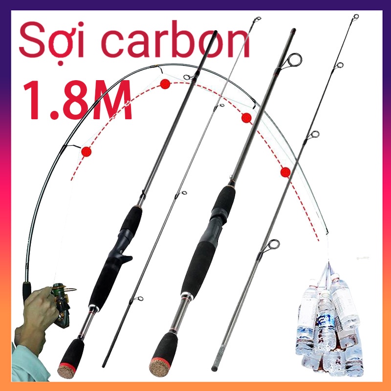 Cao Cần câu máy 2 khúc,Sợi carbon,1.8M Kéo tối đa 10kg Cực câu cá carbon siêu nhẹ Cần câu quay Đúc cần câu