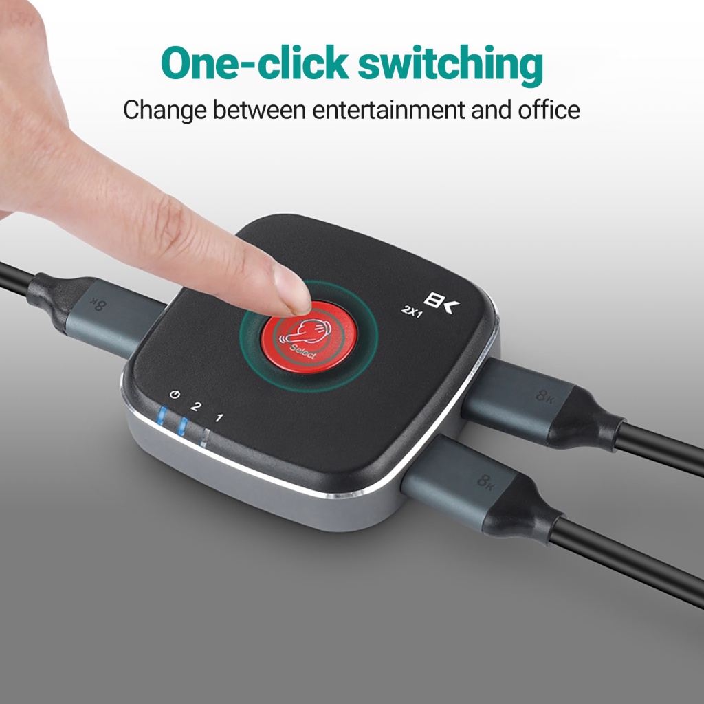 Bộ Chuyển Đổi Chia Tín Hiệu HDMI 2X1 4K @ 120Hz 8K @ 30Hz Có Nút Công Tắc Cho Đầu DVD