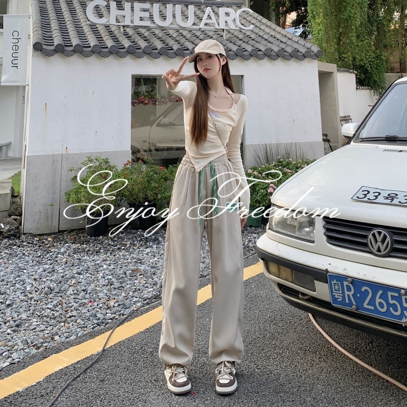 Quần Thể Thao Dây Rút Ống Rộng Thời Trang Hàn Quốc Năng Động Dành Cho Nữ