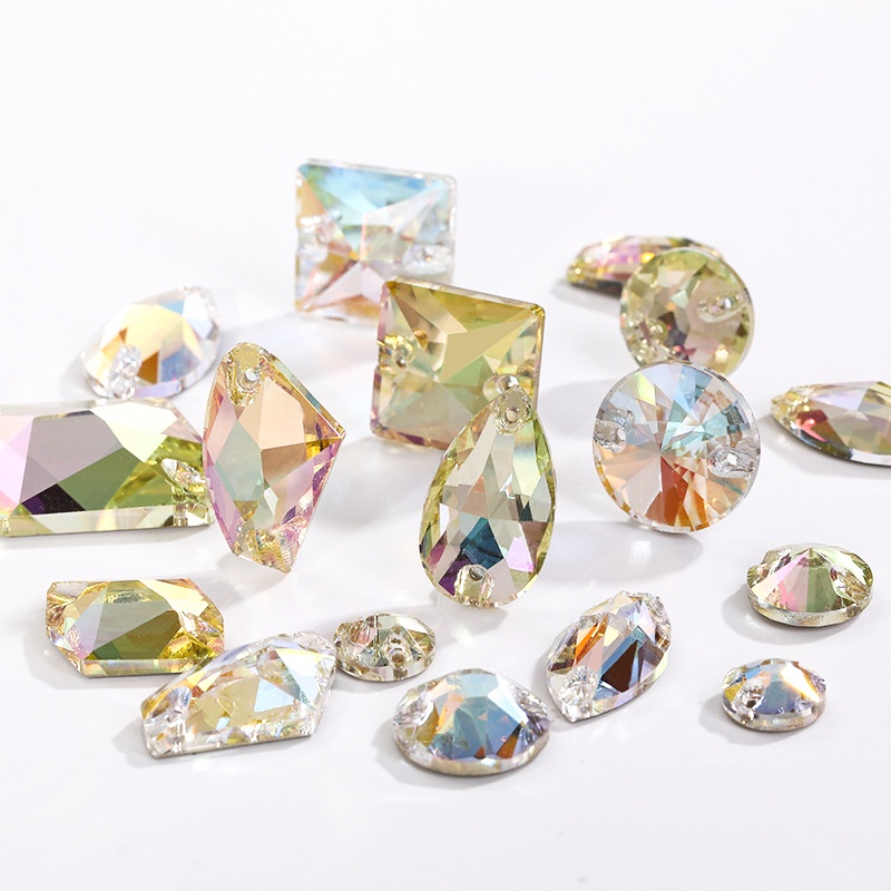 [Hàng Có Sẵn] Đá Kim Cương Pha Lê Hình Giọt Nước Đáy Phẳng Siêu Sáng AB Màu Xanh Lá Dạ Quang Cầm Tay Cao Cấp