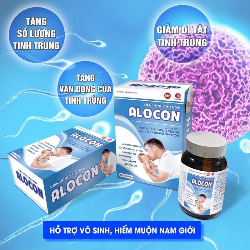 Viên Uống Tăng Khả Năng Thụ Thai Alocon Nam Vạn Tam Giúp Bổ Thận Tráng Dương Tăng Cường Sinh Lý Mạnh Tinh Trùng