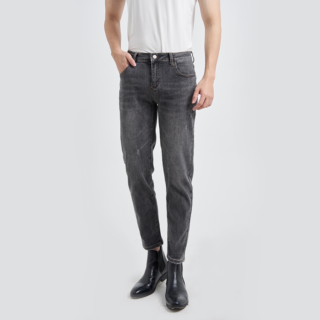 Quần Jean Nam Local Brand KRIK Dáng Slimfit Hàn Quốc, Màu Đen Mài Trơn Cực Dễ Phối Đồ QJ0458