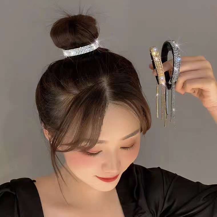 Kẹp Tóc Tua Rua Đính Kim Cương Tinh Tế Thanh Lịch Cho Nữ / Bé Gái