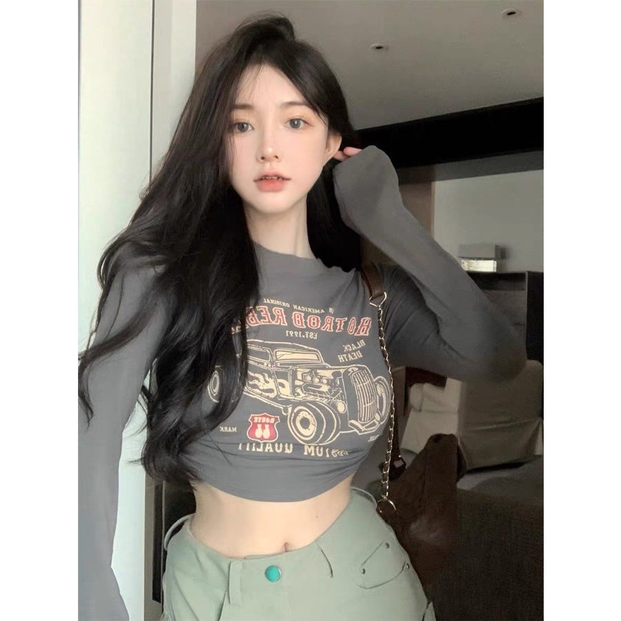 Áo thun tay dài  REBEL bo chun eo 2 màu xám,  đen alohashop91