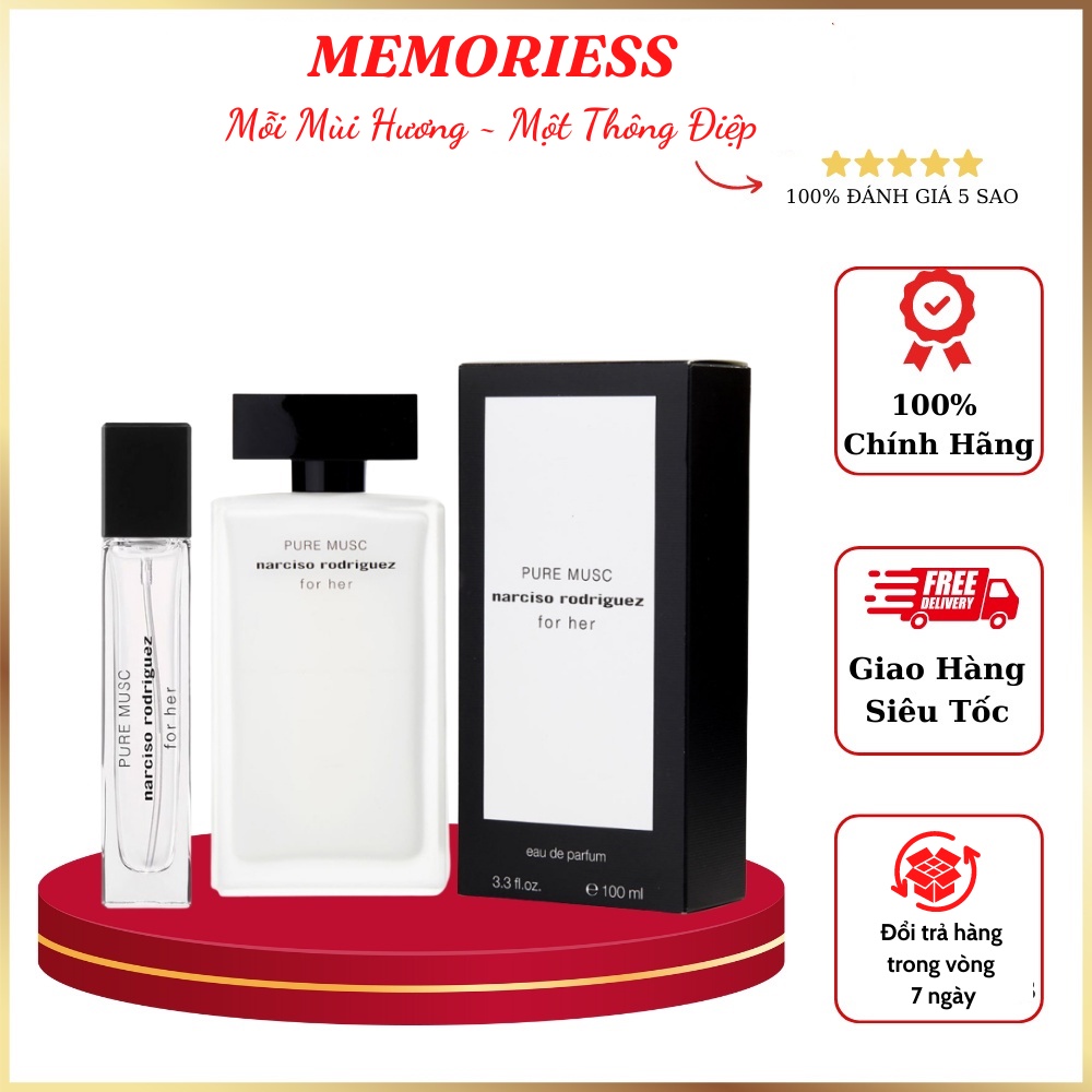 [CHÍNH HÃNG] Mẫu Thử 10ml Nước Hoa Nữ Nar Trắng Narciso Rodriguez For Her Pure Musc Chiết . | BigBuy360 - bigbuy360.vn