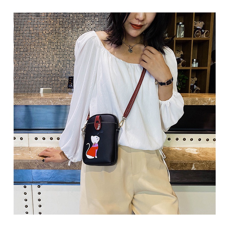 Túi Đeo Vai mini Đựng Điện Thoại Họa Tiết Hoạt Hình Dễ Thương