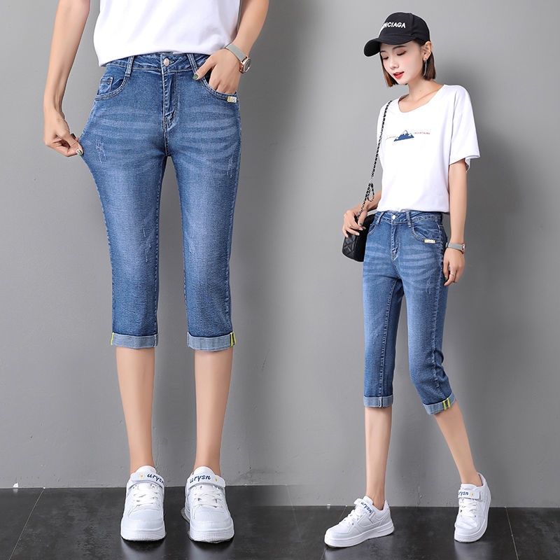 Quần Short Jean Cắt Mỏng Nhẹ Co Giãn Phong Cách Mới 2023 7 Tấc Cho Nữ ITPZ