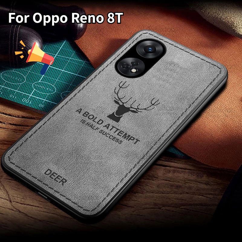 Ốp Điện Thoại Silicon Dẻo Bề Mặt Vải In Hình Hươu Chống Sốc Chống Rơi Cho Oppo Reno 8T 8 T 4G 5G 2023