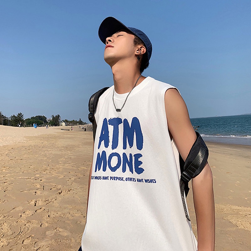 Áo thun AOKANG sát nách dáng rộng in họa tiết thời trang mùa hè thể thao dành cho nam