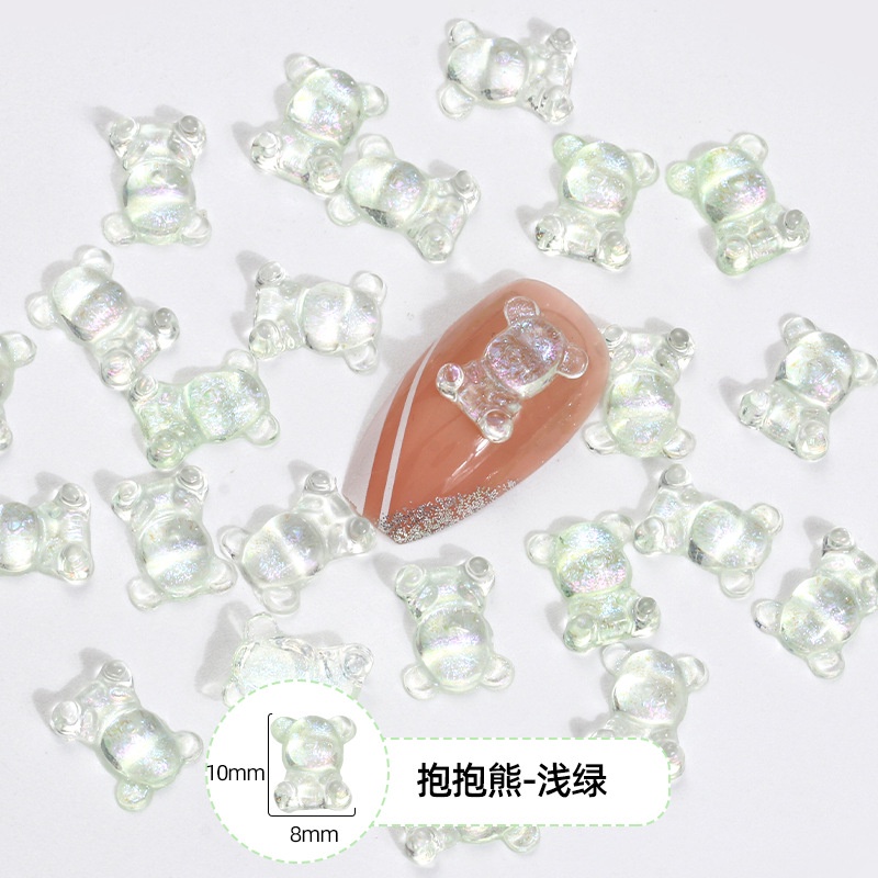 Miếng Dán Trang Trí Móng Tay Trong Suốt Hình Chú Gấu Dễ Thương DIY