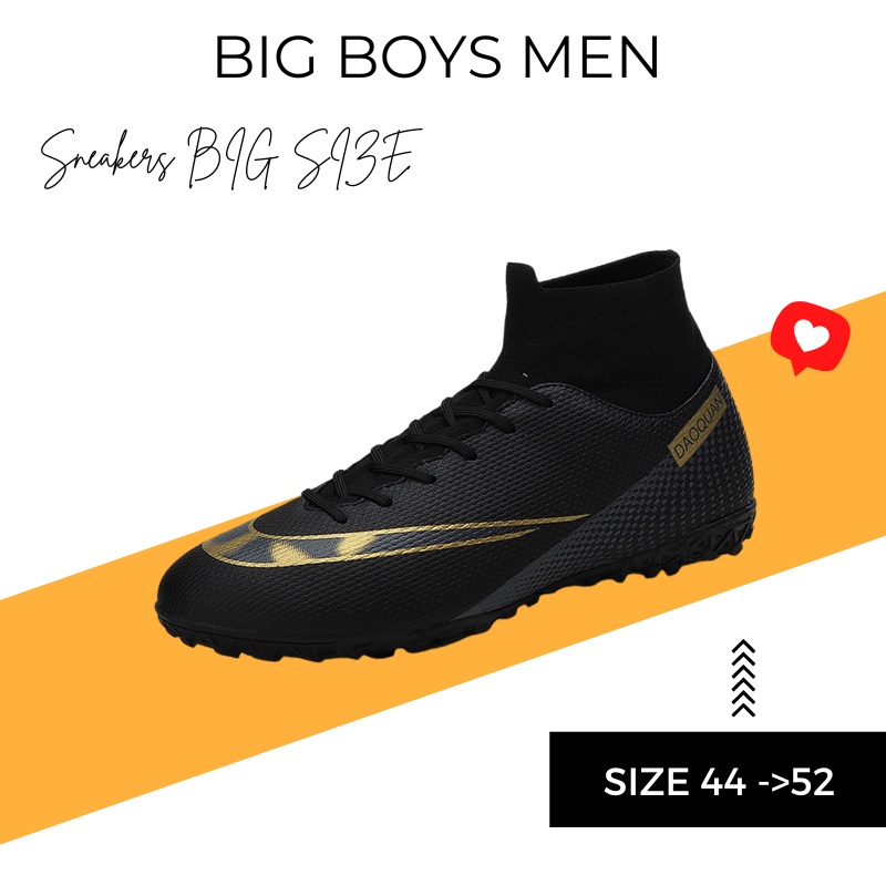 Giày Đá Banh Big Size Giày Futsal Cổ Cao CR7 Black - Giày Bóng Đá Nam Sân Cỏ Size Lớn Ngoại Cỡ 45 46 47 48