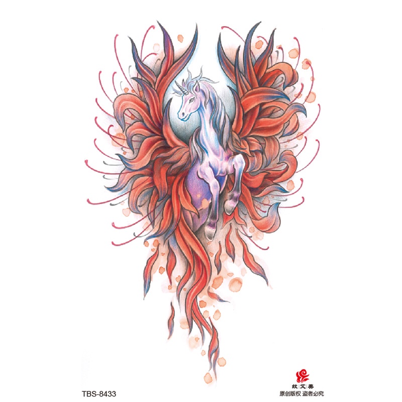 Hình Xăm Dán Tạm Thời Chống Nước Họa Tiết Hoa Lily / Sói / Sư Tử / Hổ Màu Đỏ Cho Nam Và Nữ