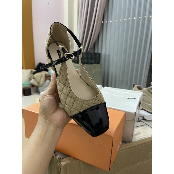 Giày nữ búp bê hoạ tiết trám