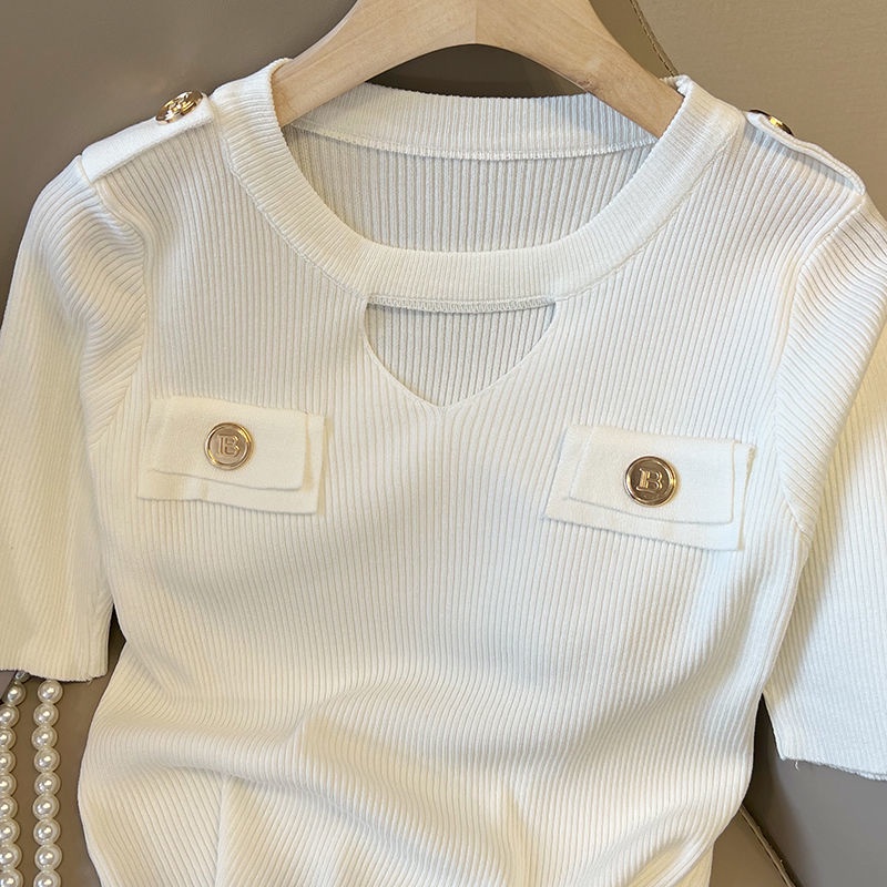 Áo Thun Tay Ngắn Dáng Ôm Bằng Lụa Lạnh Thời Trang Mùa Hè Hàng Mới Dành Cho Bạn Nữ