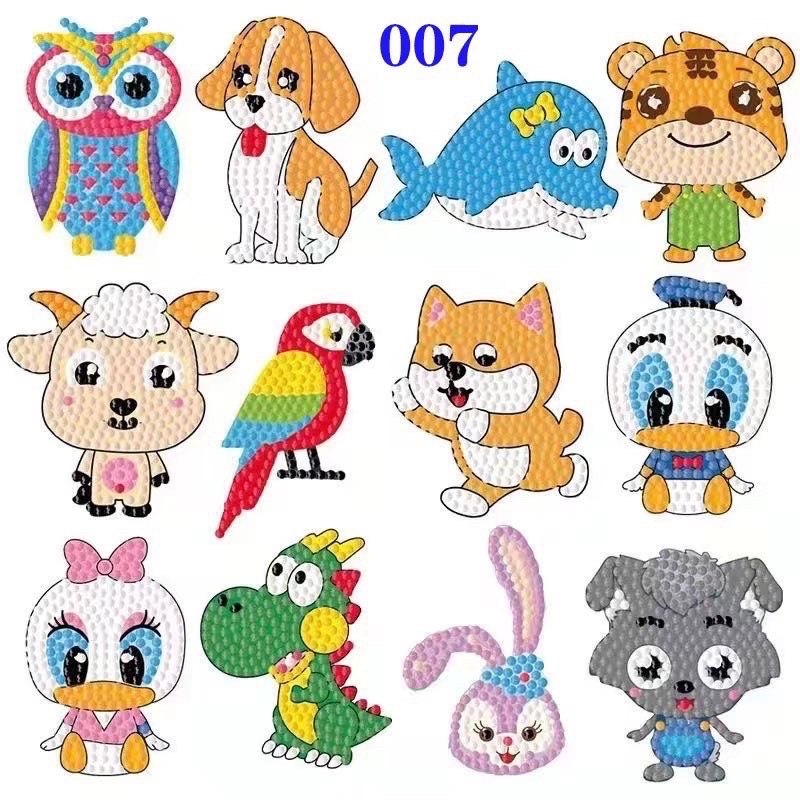 Tranh đính đá, sticker đính đá trang trí đồ dùng luyện khả năng tập trung và kiên nhẫn