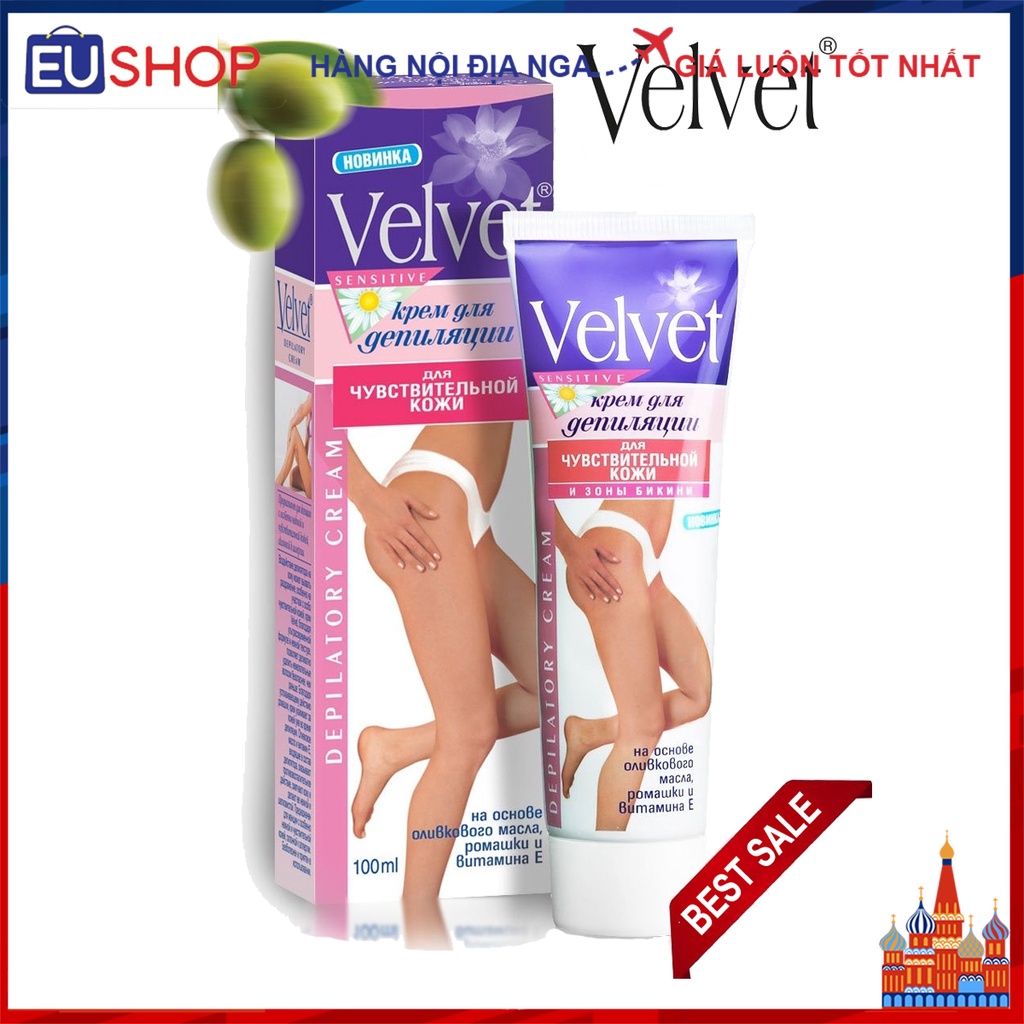 Kem tẩy lông Velvet Hoa Cúc, Oliu, Vitamin E cho da nhạy cảm Tuýp 100ml