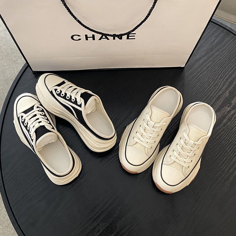 Dép Bít Mũi Vải Canvas Đế Dày Tăng Chiều Cao Thời Trang Mùa Hè Hàng Mới 2023 SH3782