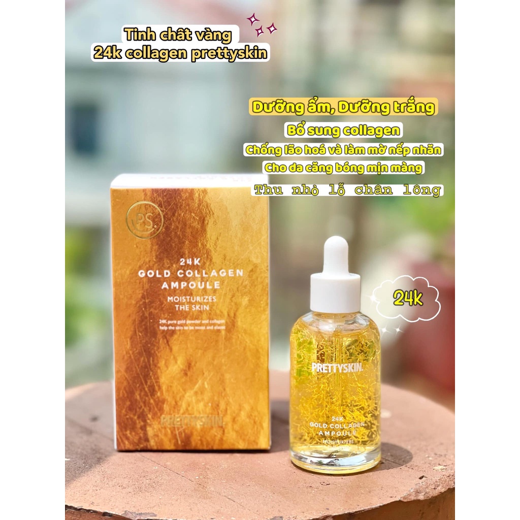 [Date 06/2025] Tinh Chất 24K Gold Collagen Ampoule, Tinh Chất Pretty Skin 24K Gold Collagen Ampoule 50ml Hàn Quốc